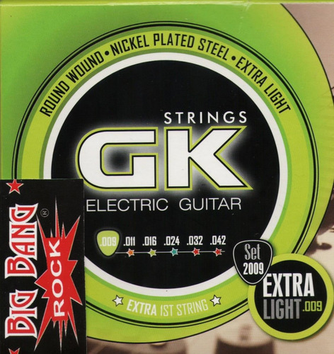 Encordado Guitarra Electrica Gk 009 Extra Light ( Doble 1°)