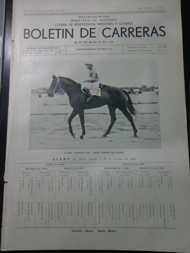 Boletín De Carreras De Caballos Semanario Año 1955