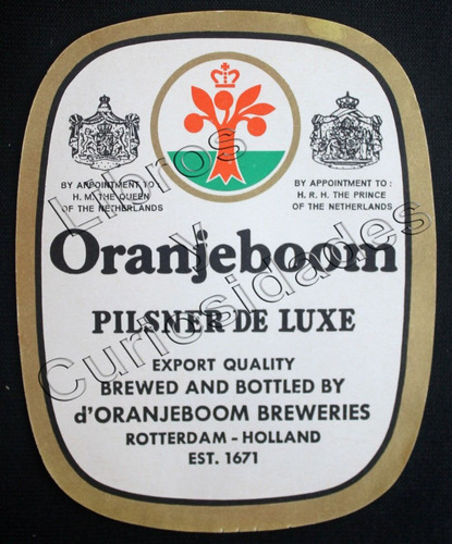 Etiqueta De Cerveza Antigua Oranjeboom. 28092