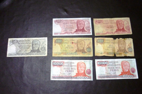 Billetes Argentinos Antiguos 7 Unidades