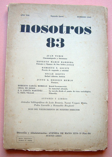 Revista Nosotros 83, 1943