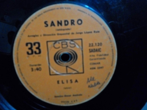 Sandro - La Vida Continua/ Elisa - Vinilo Simple