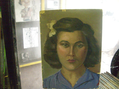 Oleo Antiguo Sin Firmar Retrato Niña Mide 57 X 40