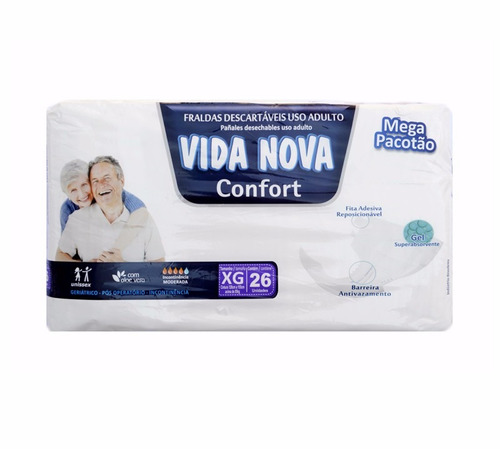 Fralda Geriátrica Vida Nova Confort Mega ( Exg ) 9x26=234un.