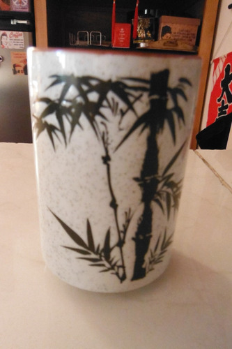 Vaso Black Bambu Ceramica Labrada Oriental Japon Restaurant