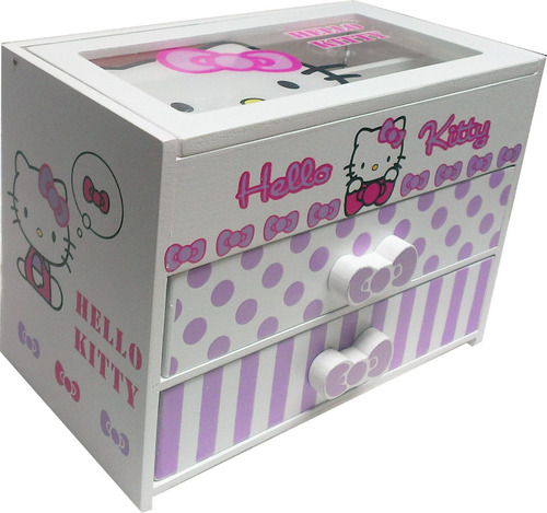 Caja Joyero Blanco Hello Kitty Con Espejo Mod A3-050