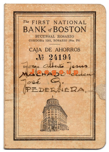 Libreta Caja De Ahorros Banco Boston Rosario Santa Fe 1943