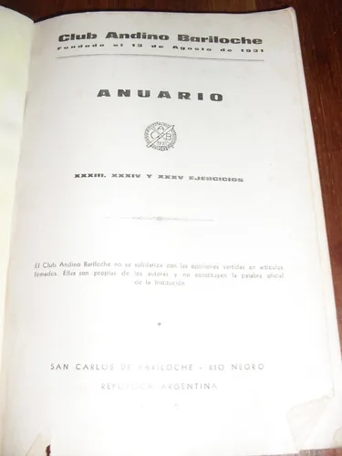 Club Andino Bariloche Anuario 1967 (Usado)