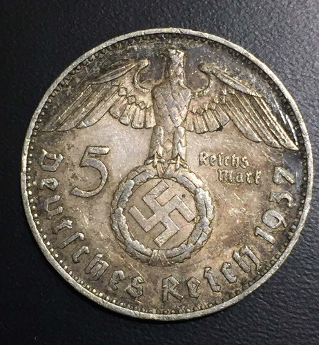 Ale025 Moneda Alemania 3er Reic 5 Mark 1937 J Xf+ Plata Ayff