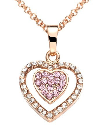 Collar Corazon Con Swarovski Crystals Con Caja Regalo Stock