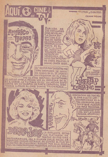 Dibujos Celmar Poume 1963 Revista Cine Tv El Debate Uruguay