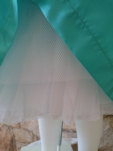 Imagem 4 de 7 de Vestido Infantil Festa Casamento Luxo Tafetá E Renda Verde