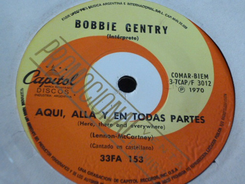 Bobbie Gentry Beatles Aqui Alla Y En Todas Simple Arg Promo