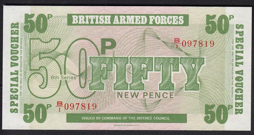 Billete Inglaterra British Armed 50 Pence Unc (c85)