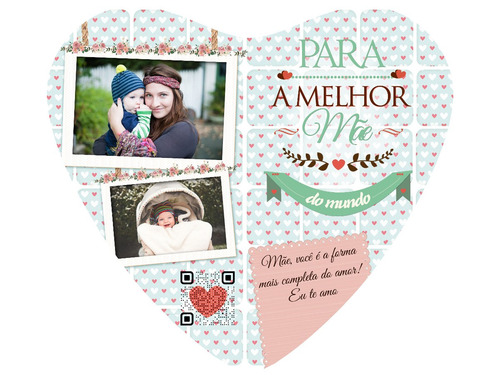 Imagem 3 de 5 de Almofada Com Qr Code Selfmania Coração Dia Das Mães