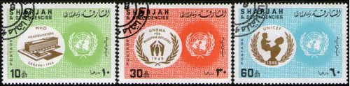 Sharjah Serie Completa X 3 Sellos Usados Unicef Año 1967