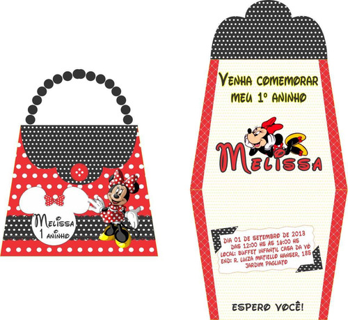 Imagem 1 de 1 de 30 Convites Bolsinha Minnie Vermelha, Qualquer Tema