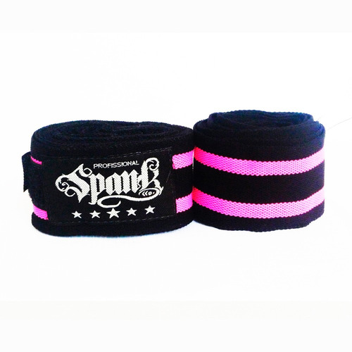 Imagem 1 de 7 de Bandagem Elasticá Spank - 2,5 Metros - Preto Com Rosa