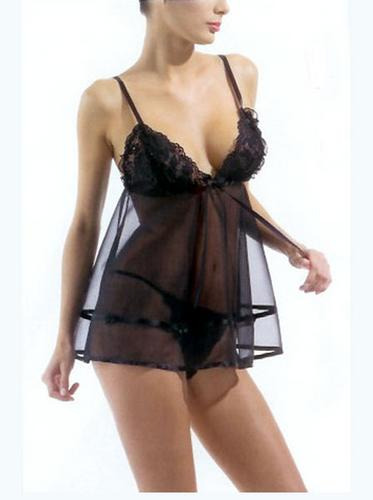 Babydoll Translucido Con Panty Sexy Negro Baby Doll