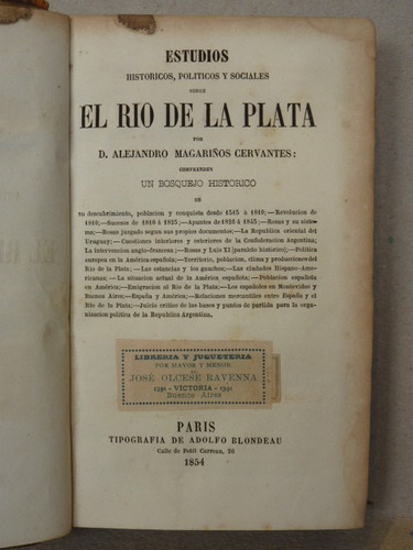 Magariños Cervantes, A. Estudios Históricos... 1854