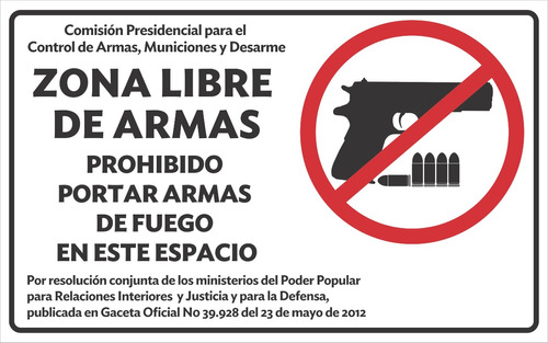 Aviso Zona Libre De Armas Vinil Banner 50 X 80 