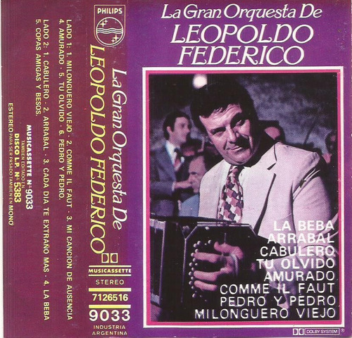 La Gran Orquesta De Leopoldo Federico Cassette Nuevo Tango