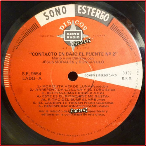 Dante42 Disco 33 Vinilo Lp Longplay Contacto Bajo Puente Nº2