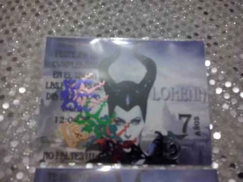 Invitacion Malefica Con Confetti Metalico Nueva!!