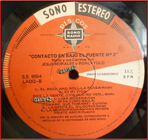 Dante42 Disco 33 Vinilo Lp Longplay Contacto Bajo Puente Nº2