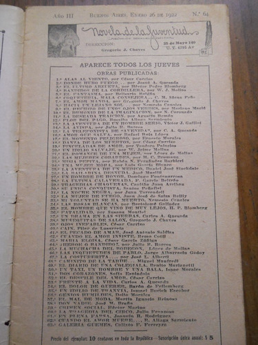 M.ruiz Moreno. La Pena Oculta. Novela De La Juventud. 1922.-
