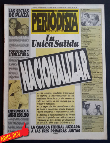 [el Periodista] N°16 | Dic84 | Nacionalizar/robledo/sectas