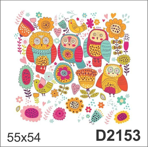 D2153 Adesivo Decorativo Coruja Pássaro Flores Flor Infantil