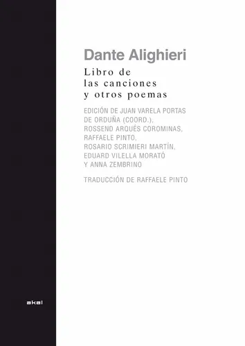Dante Alighieri Libro De Las Canciones Poemas Akal Tapa Dura