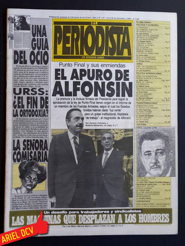 [el Periodista] N°119 | Dic86 | Alfonsín/punto Final/urss