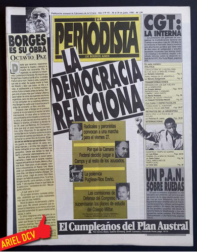 [el Periodista] N°93 | Jun86 | Borges/cgt/plan Austral/camps