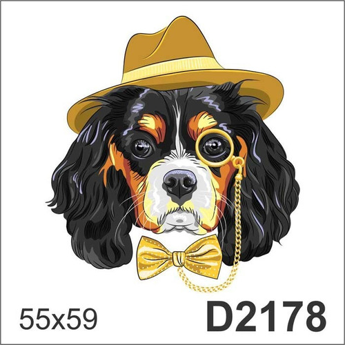 D2178 Adesivo Decorativo Cachorro Chapéu Gravata Óculos