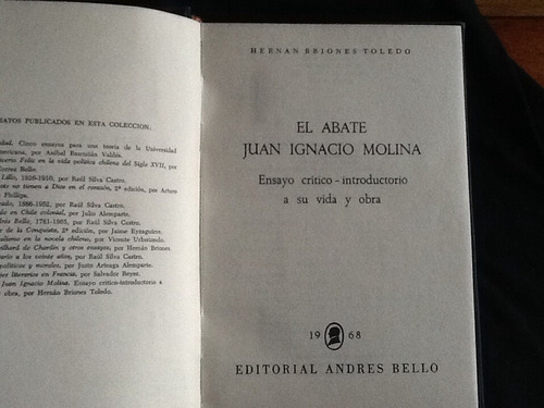 Abate Molina Ensayo Crítico Vida Y Obra - Hernán Briones.