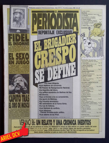 [el Periodista] N°71 | Ene86 | Crespo / Fidel / Caputo