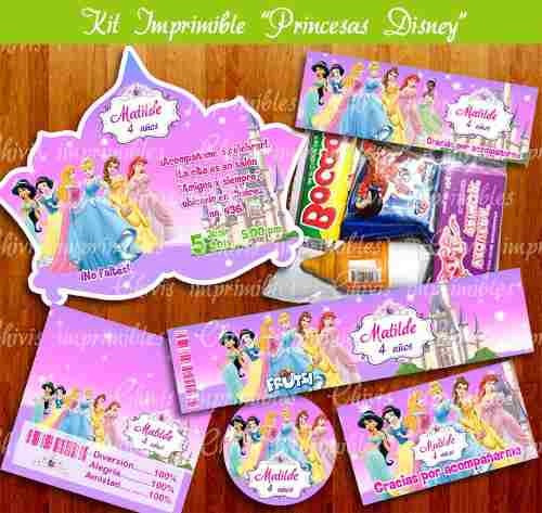 Kit Imprimible Princesas Disney Chivic Cumpleaños Invitacion