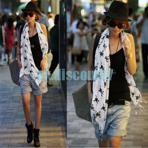 Punk Skull Bufanda Shawl Wrap Enorme Fotos 1-3-5-6 Y 7