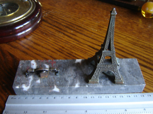 Torre Eiffel Paris Francia Pisapapeles Metal Sobre Marmol