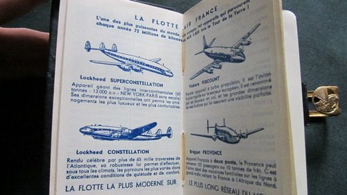 Antigua Agenda Avion Aerolineas Air France Año 1956