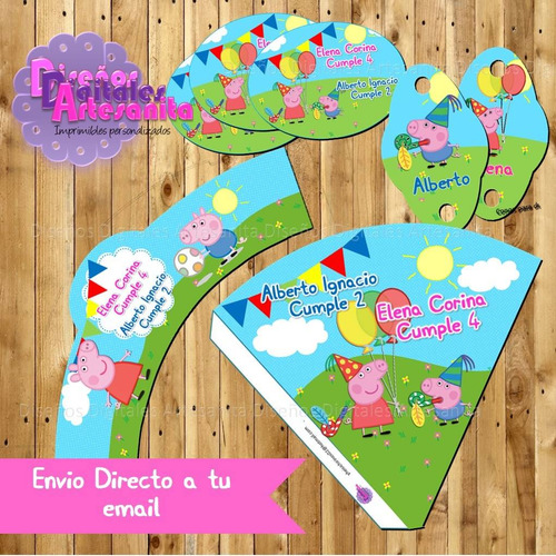 Kit Imprimible Personalizado Peppa Y George Pig