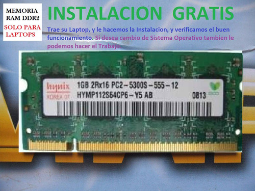 Memoria Ram Ddr2 1gb 2rx16  Pc2-5300s  - Instalación Gratis
