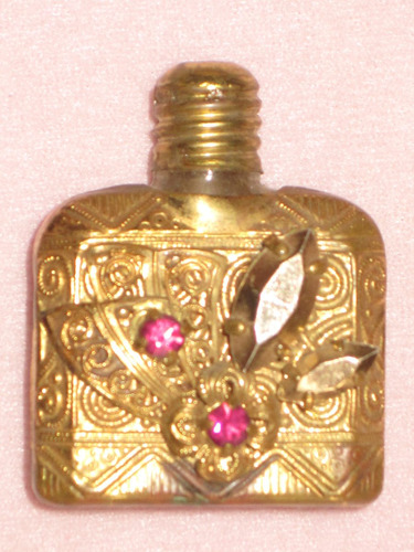 Antiguo Perfumero Decorado Con Bronce Y Strass