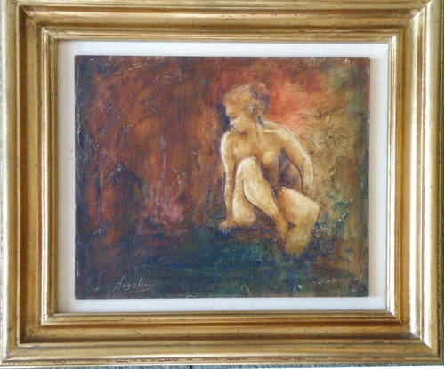 Oleo Desnudo Femenino 27cm Por 32cm S/ Marco