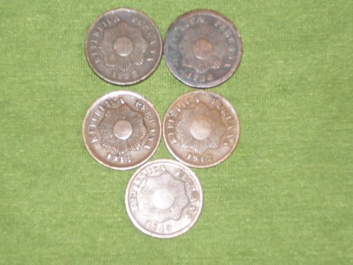 5 Monedas De Diferentes Años De Un Centavo