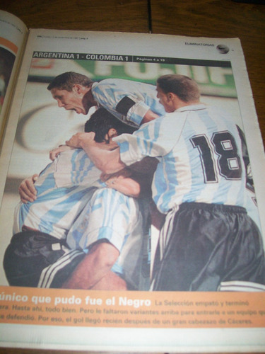 Diario Ole 17/11/1997- Argentina 1 Colombia 1 / Banfield