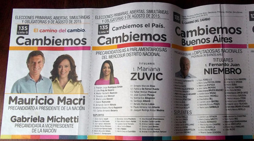 Boleta Elecciones Paso 2015 Cambiemos Macri En La Plata