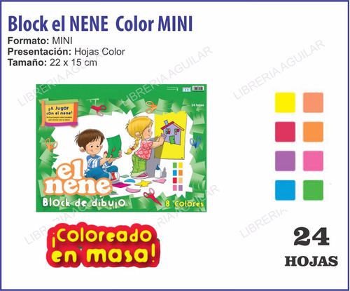 Block El Nene Color Mini Papel Colores 24 Hojas